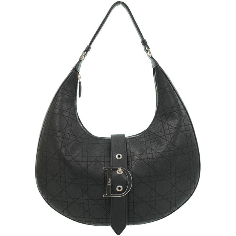 Christian Dior Cannage Semi-Shoulder Bag Black
